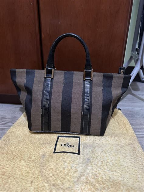 fendi pequin stripe tote bag